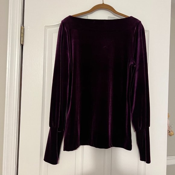 Lauren Ralph Lauren Purple Boat Neck Puff Sleeve Top - EUC - Picture 5 of 7